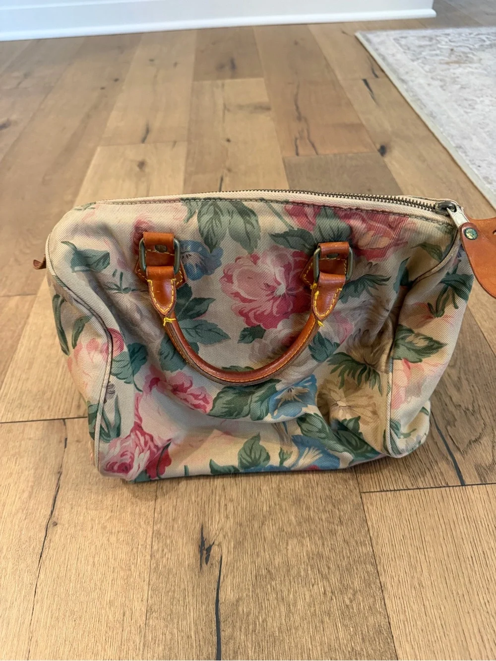 Vintage Ralph Lauren Tapestry Bag Purse Floral Satchel Embroidered Rare Speedy